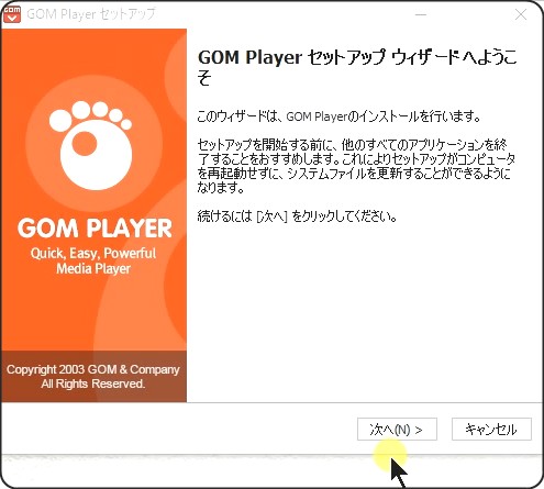 gomセットアップウィザード