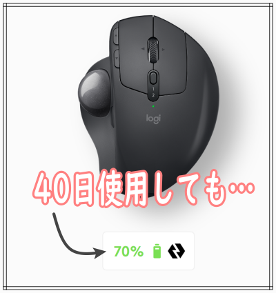 トラックボールマウスMX ERGO Sを使用した残量バッテリー